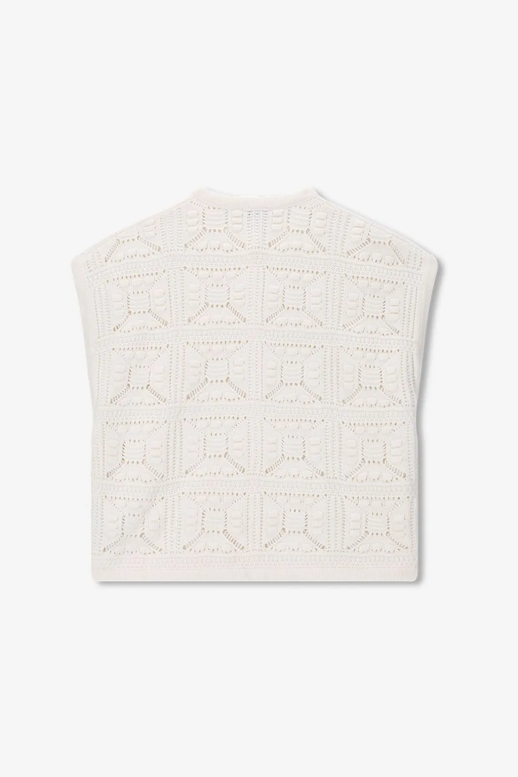 Wit mouwloos crochet vest