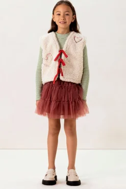 Wit teddy gilet met embroidery
