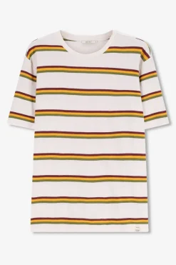 Wit t-shirt met multicolour strepen