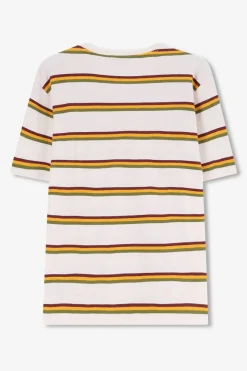 Wit t-shirt met multicolour strepen