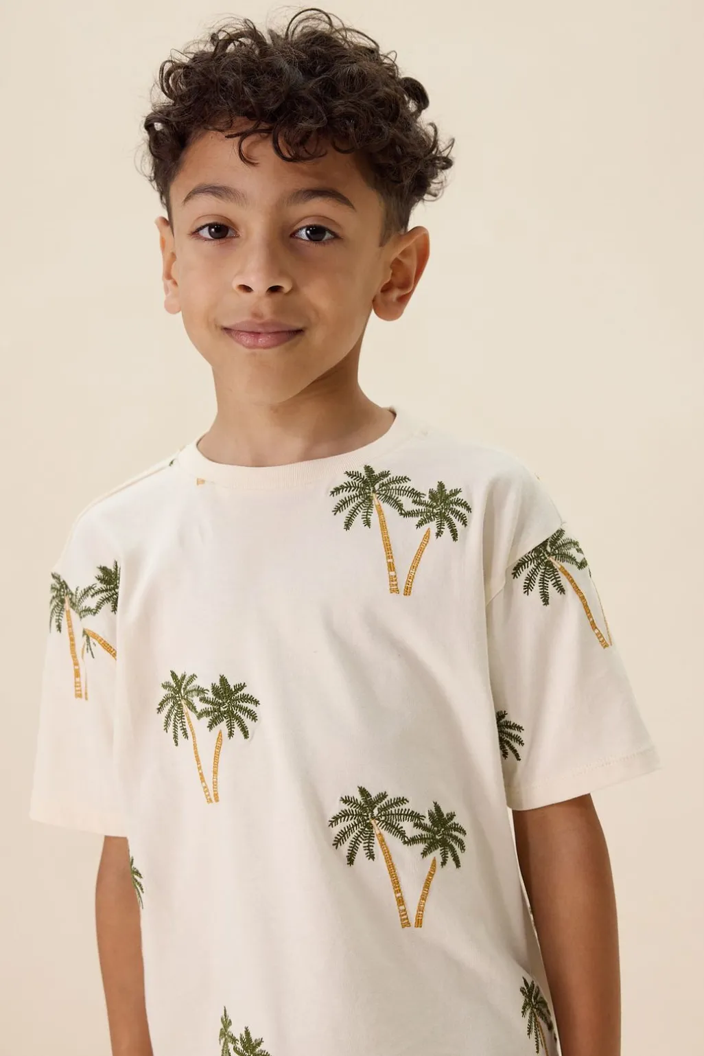 Wit T-shirt met palmboom embroidery