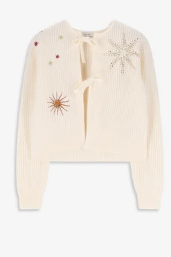 Wit vest met embroidery en strikdetails