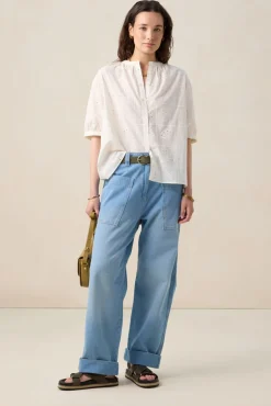 Witte blouse met embroidery