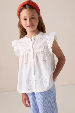Witte blouse met palmboom print