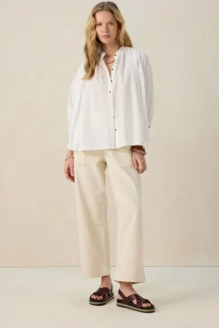 Witte blouse met pofmouwen