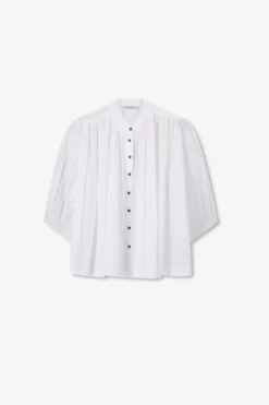 Witte blouse met pofmouwen
