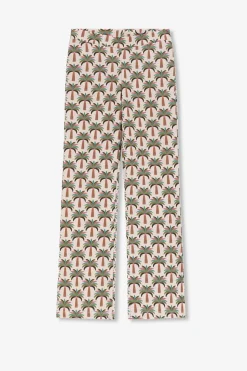 Witte flared legging met palmboom print