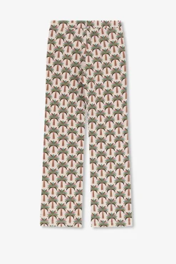 Witte flared legging met palmboom print