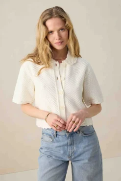 Witte gebreide polo