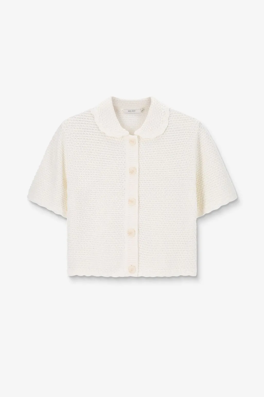 Witte gebreide polo