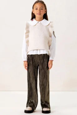 Witte gebreide spencer met ruffles