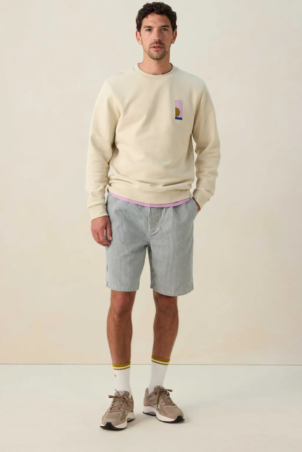 Witte gestreepte short