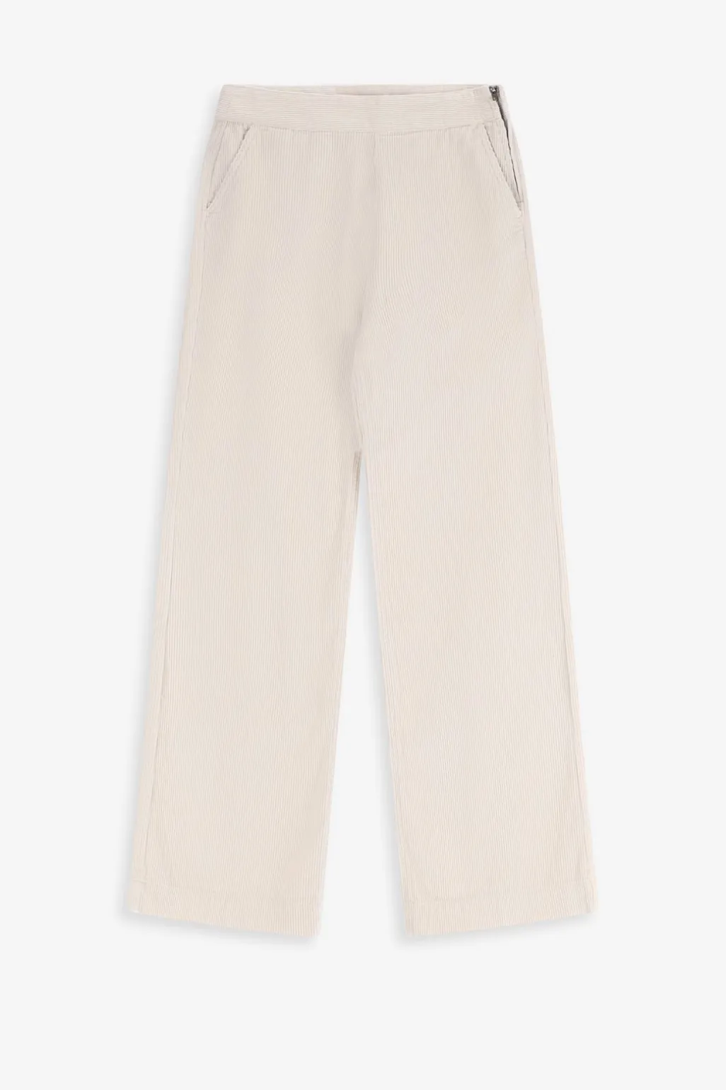 Witte high waist wide leg corduroy broek