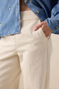 Witte high waist wide leg jeans met rits