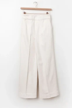 Witte high waist wide leg jeans met rits