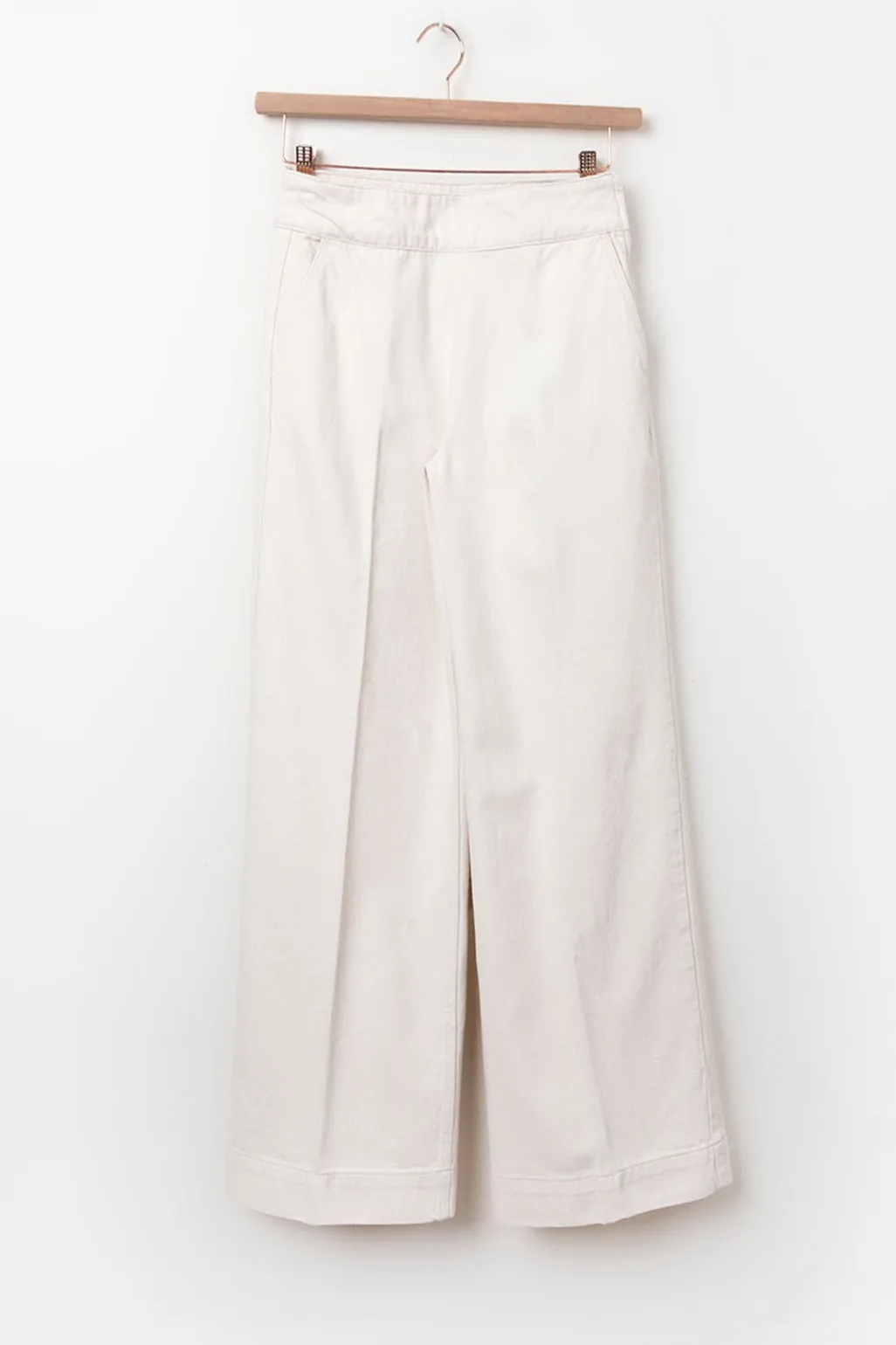 Witte high waist wide leg jeans met rits