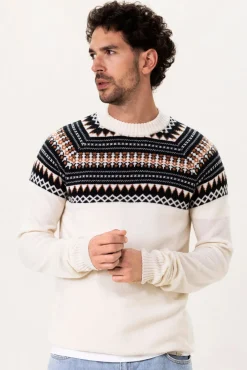 Witte jacquard trui