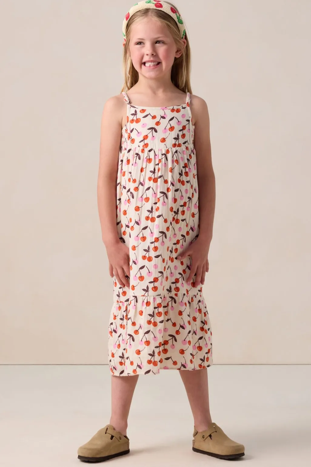 Witte jurk met kersen print