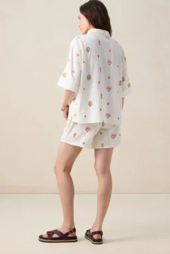 Witte mousseline blouse met embroidery