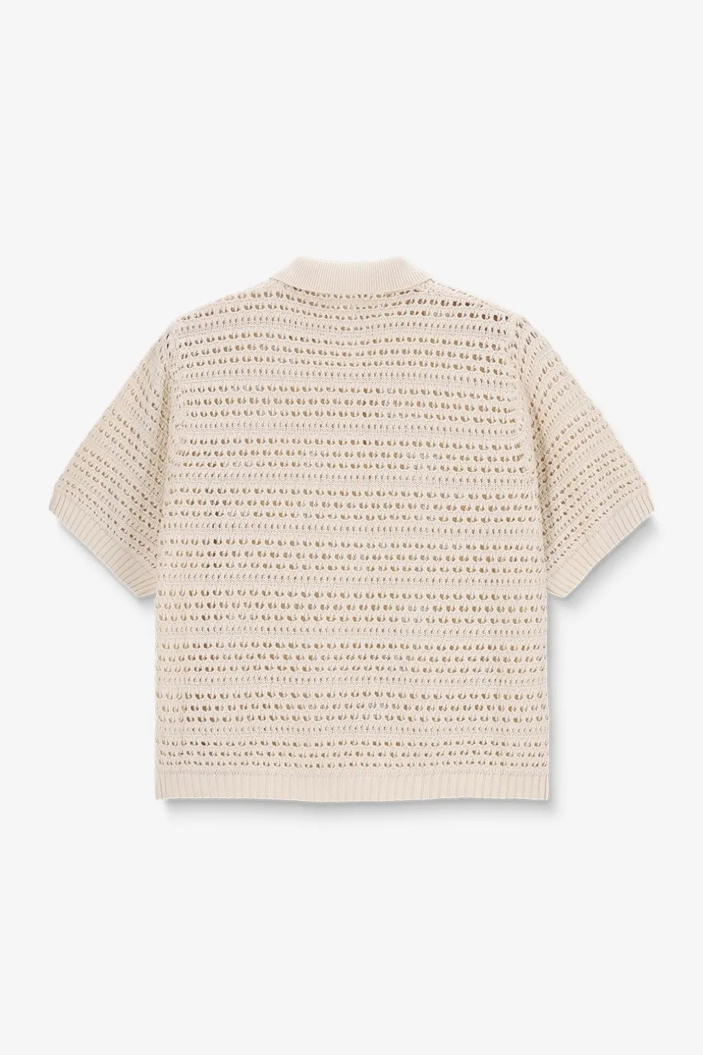 Witte open gebreide polo