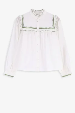 Witte poplin blouse met borduurwerk