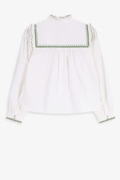 Witte poplin blouse met borduurwerk