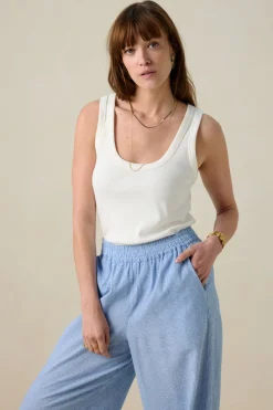 Witte rib singlet