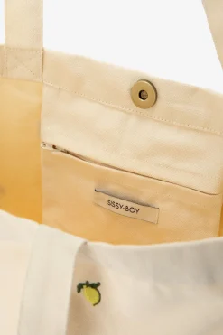 Witte shopper met citroen embroidery