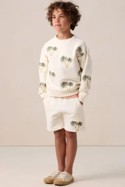 Witte short met palmboom