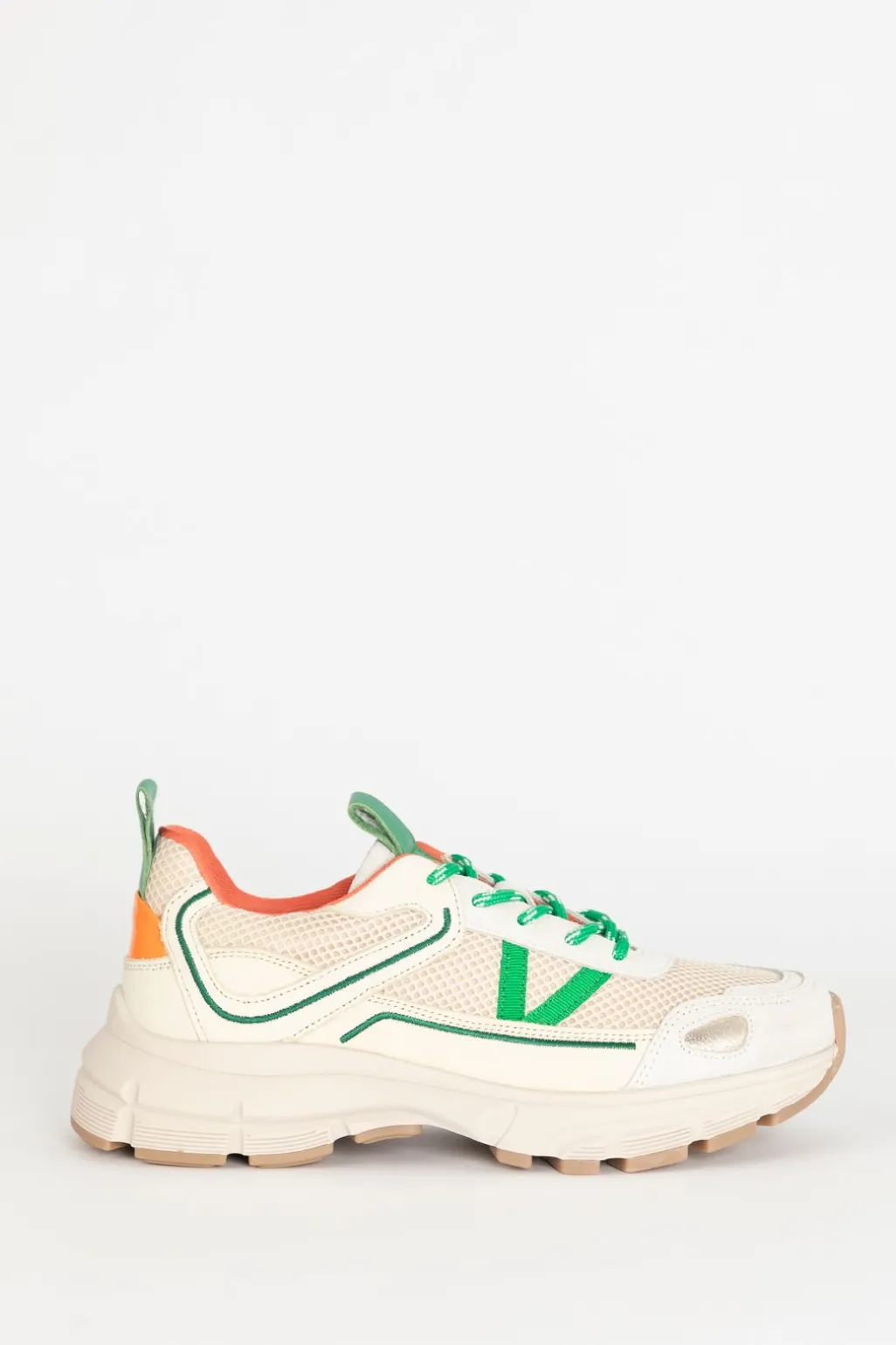Witte sneakers met groene details