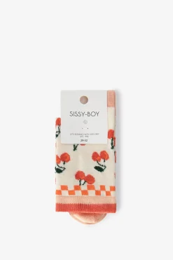 Witte sokken met all-over cherry print