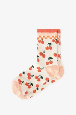 Witte sokken met all-over cherry print