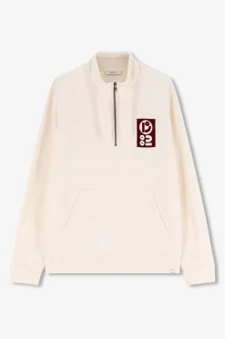 Witte sweater met rits en artwork