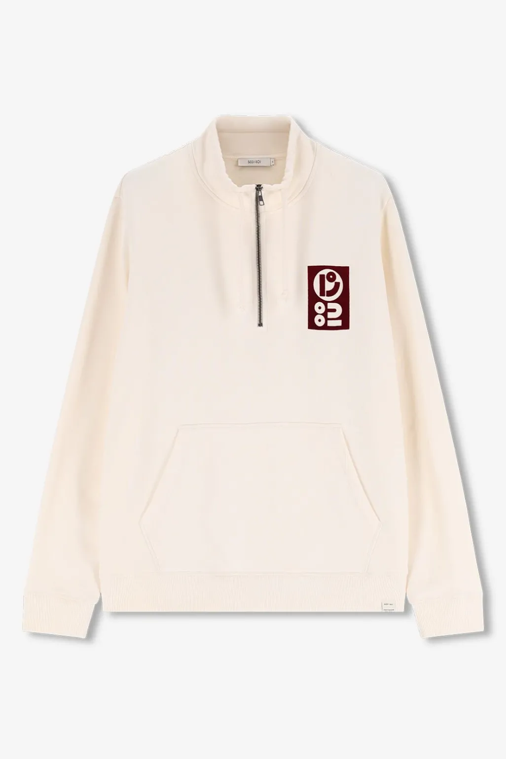 Witte sweater met rits en artwork