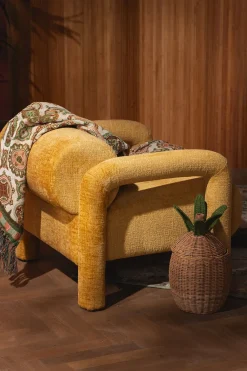 WOOOD Lenny gele velvet fauteuil