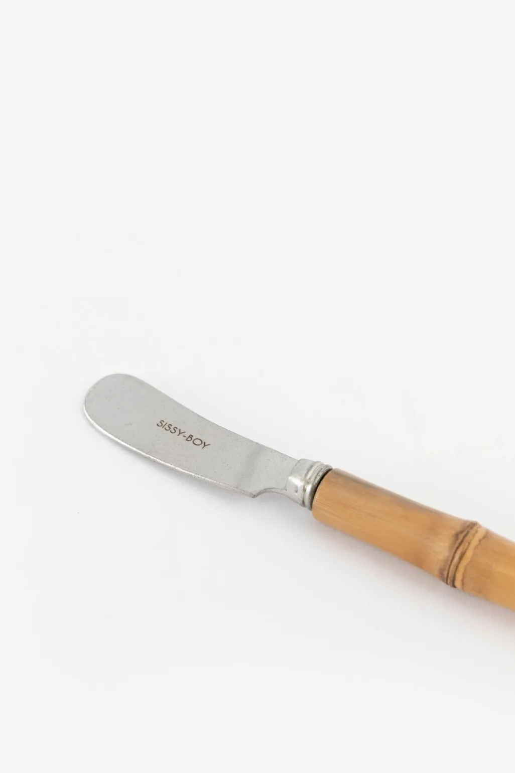 Zilver botermesje met bamboe handvat