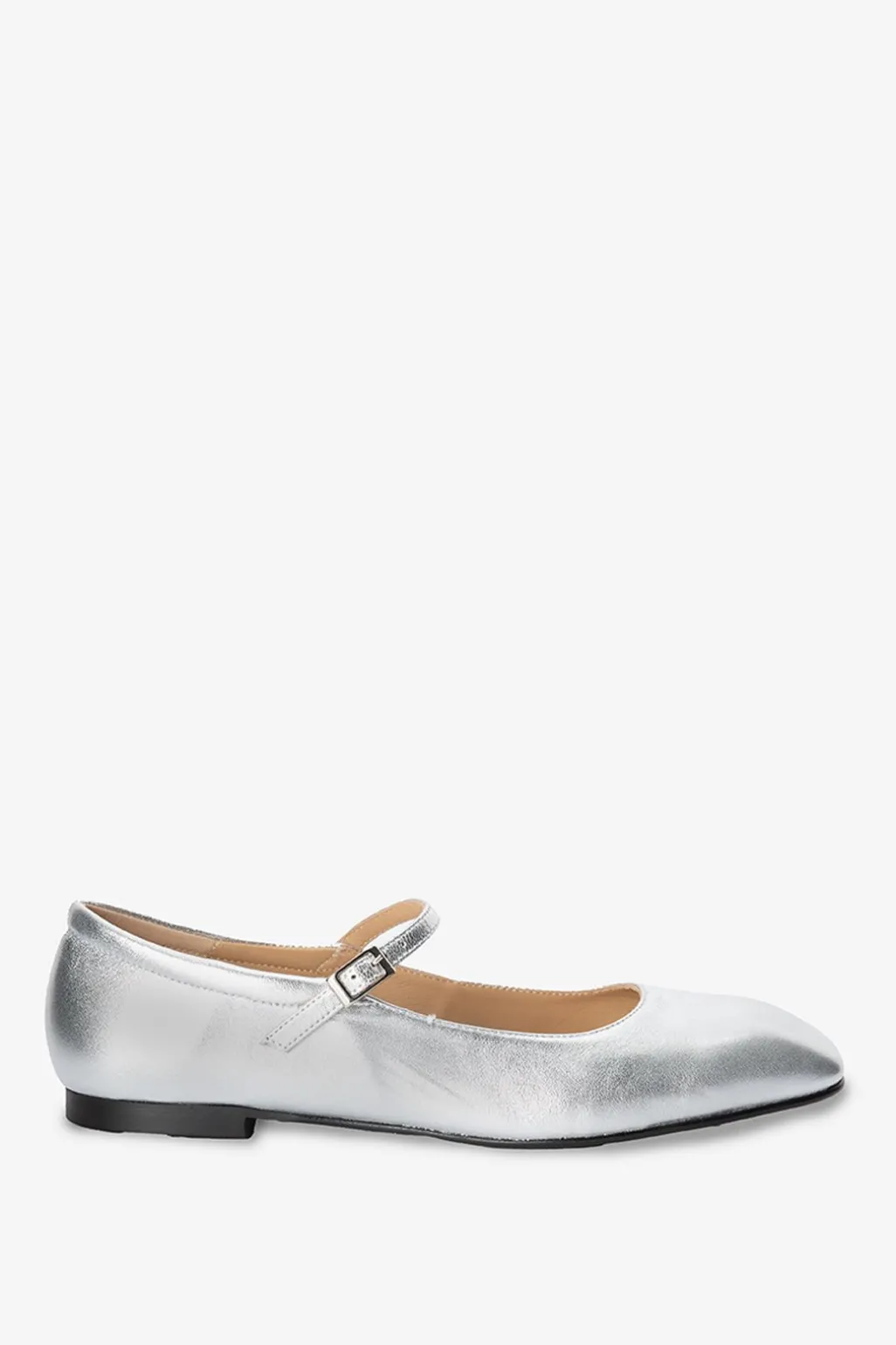 Zilveren leren ballerina