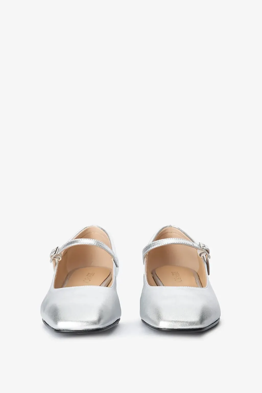 Zilveren leren ballerina