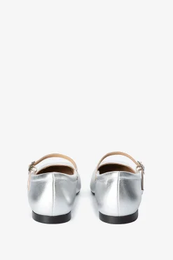 Zilveren leren ballerina