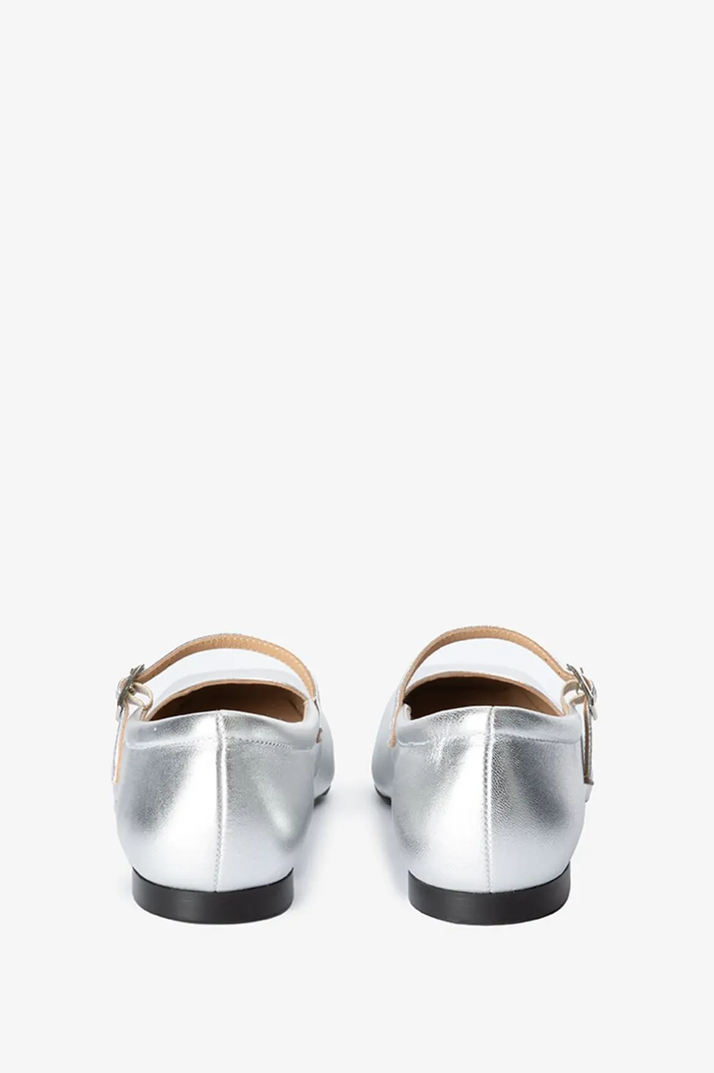 Zilveren leren ballerina