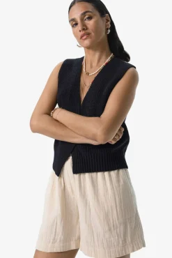 Zwart gebreid gilet