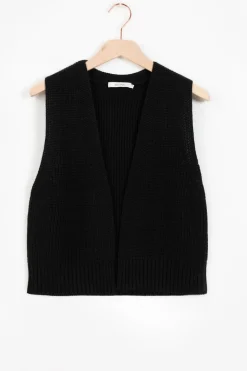 Zwart gebreid gilet
