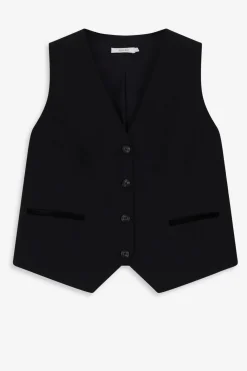 Zwart gilet met velvet details