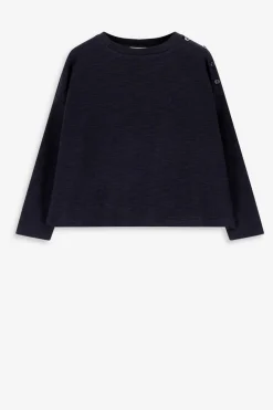 Zwart T-shirt met knoopdetail