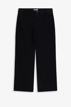 Zwarte denim high waist curved leg jeans