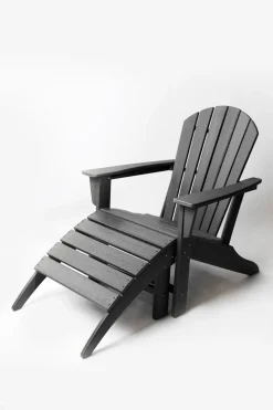 Zwarte fanback chair voetenbankje