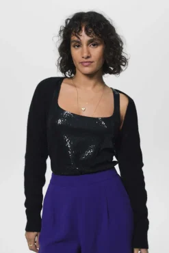 Zwarte gebreide bolero