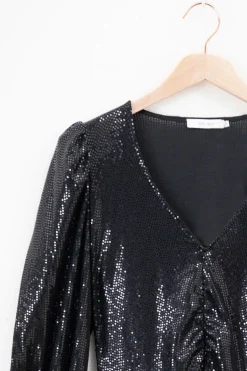 Zwarte glitterjurk met pailletten