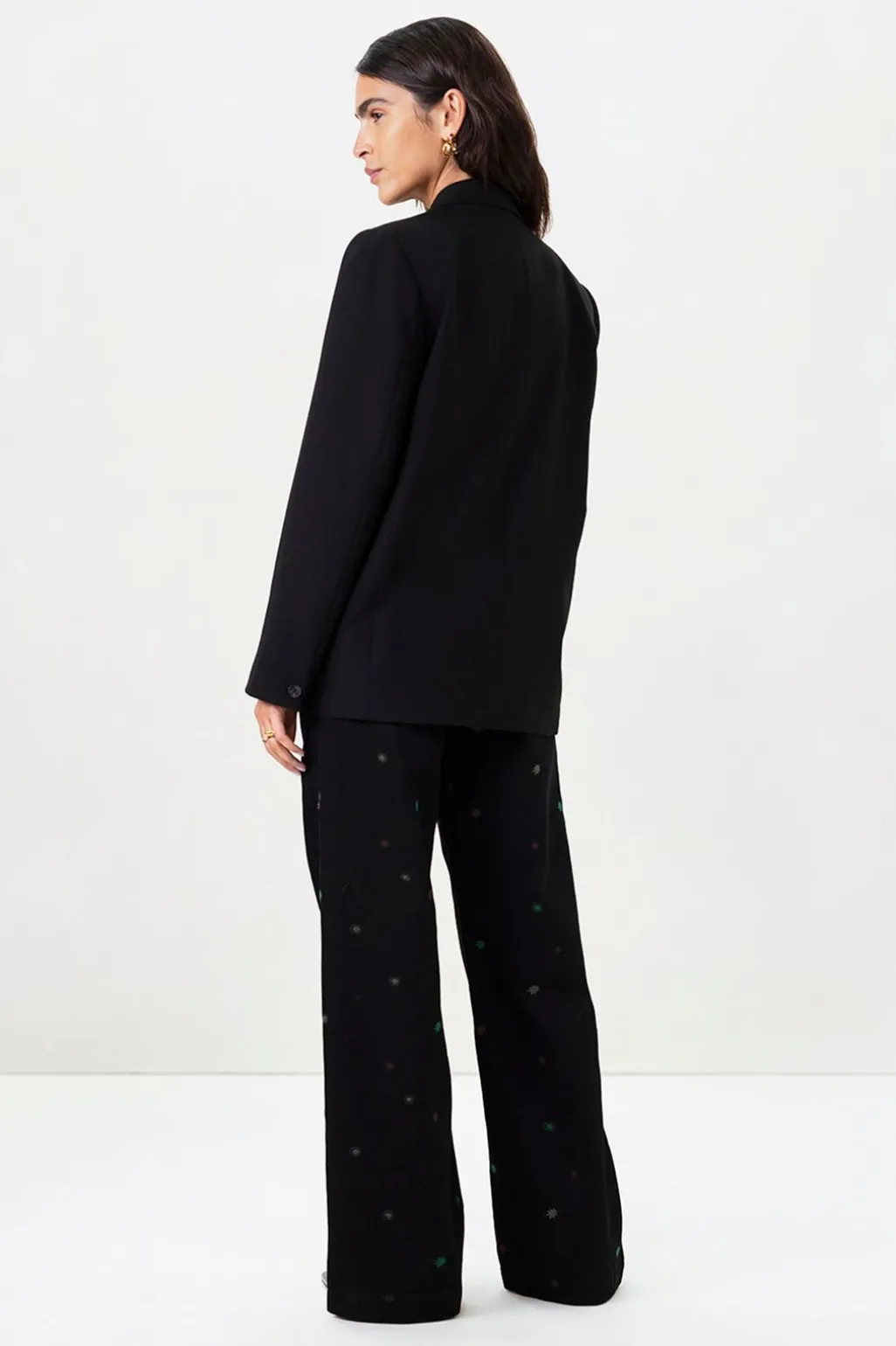 Zwarte high waist straight leg jeans met embroidery