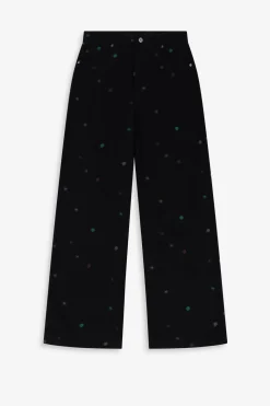 Zwarte high waist straight leg jeans met embroidery